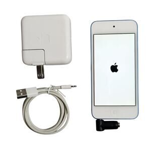 Apple iPod Touch Blue 32GB 6th Gen. Tested W/ Charger And Cable W/ Audio Adapter